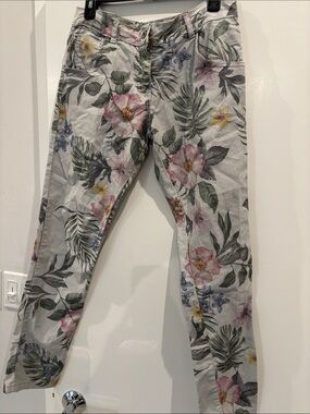 Floral Straight-Leg Pants in Pink & Green